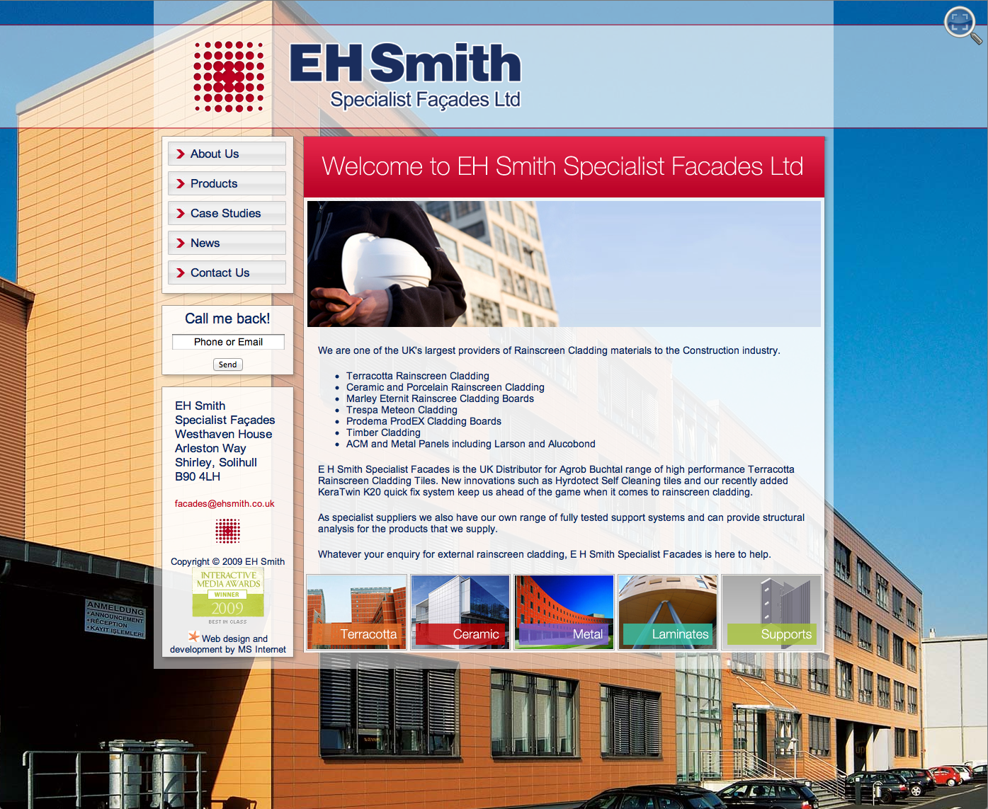 EH Smith Specialist Façades Website